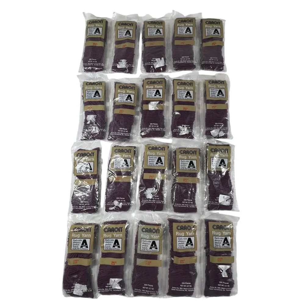 CARON Vintage Rug Yarn Lot 20 Grape 0122 Acrilan Latch Hook 320 Pieces Sealed